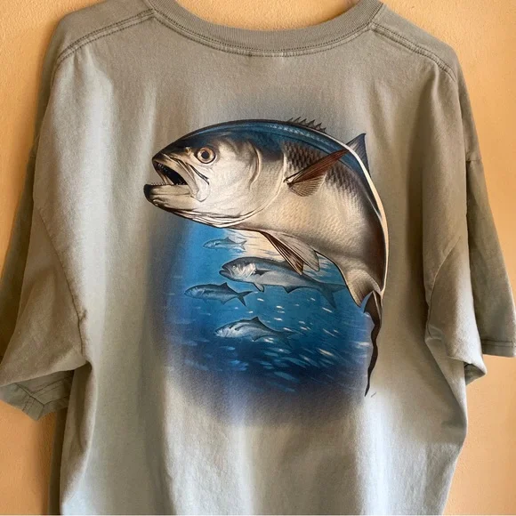 Vintage New Jersey Blue Fish Barnegat Light Tshirt. Mint Green. Anvil Tag. 3XL - Picture 8 of 9